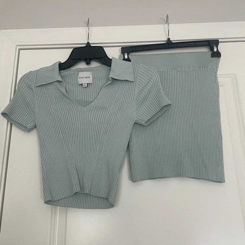 Pink Rose Women’s Green Top and Skirt Co-Ord Set